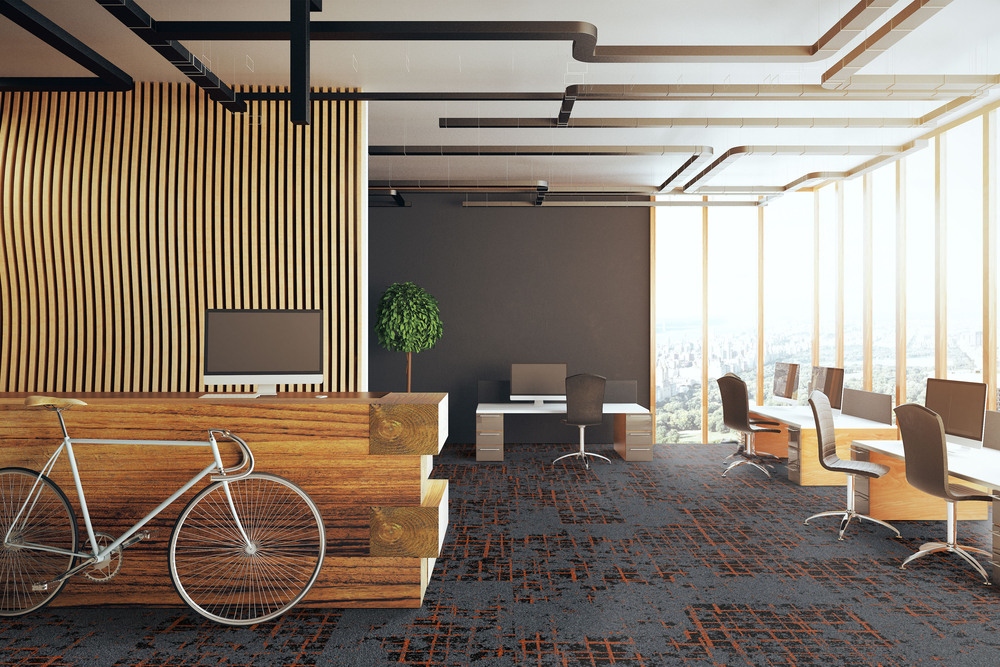 Ковровая плитка Associated Weavers Macro Tile цвет 91 Sunset 500×500×6 фото в интерьере